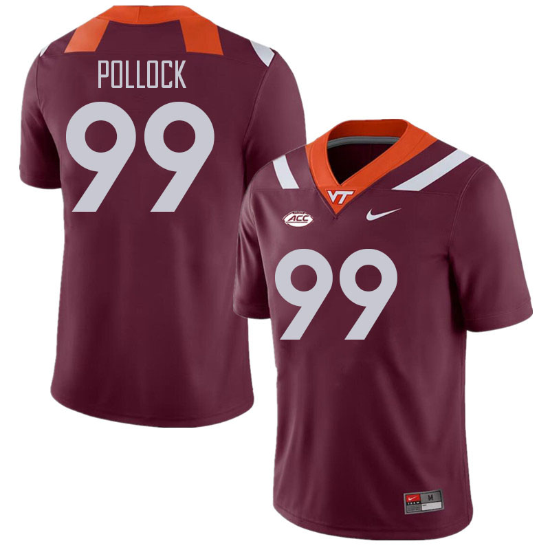 Men #99 Justin Pollock Virginia Tech Hokies College Football Jerseys Stitched Sale-Maroon - Click Image to Close